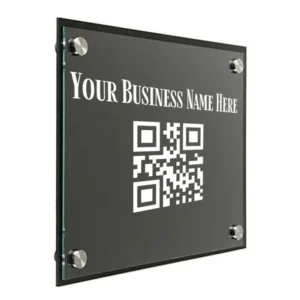 Personalized vinyl QR Code and one line of text for Businesses – Custom QR Code for storefront – Customized QR Code vinyl decal for business