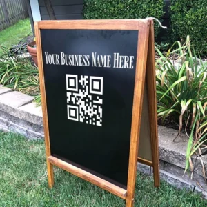 Personalized vinyl QR Code and one line of text for Businesses – Custom QR Code for storefront – Customized QR Code vinyl decal for business