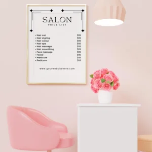 Salon Price List Vinyl Sign – Customizable Hair and Beauty Service Menu for Windows, Mirrors, or Walls – Perfect for Salons and Spas