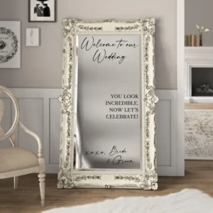 Wedding Mirror Decal + FREE Just Married Vinyl | Personalized Welcome Sign for Ceremony or Reception | Modern Wedding Decor for Glass Mirror