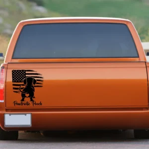 Pawtriotic Pooch Decal – Dachshund with American Flag – Patriotic Dog Sticker – 4th of July Vinyl Decal – Funny Pet Lover Gift
