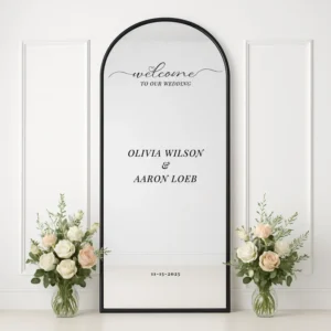 Custom Wedding Mirror Welcome Decal • Personalized Vinyl Sign for Ceremony or Reception • Names & Date Elegant Entrance Sticker